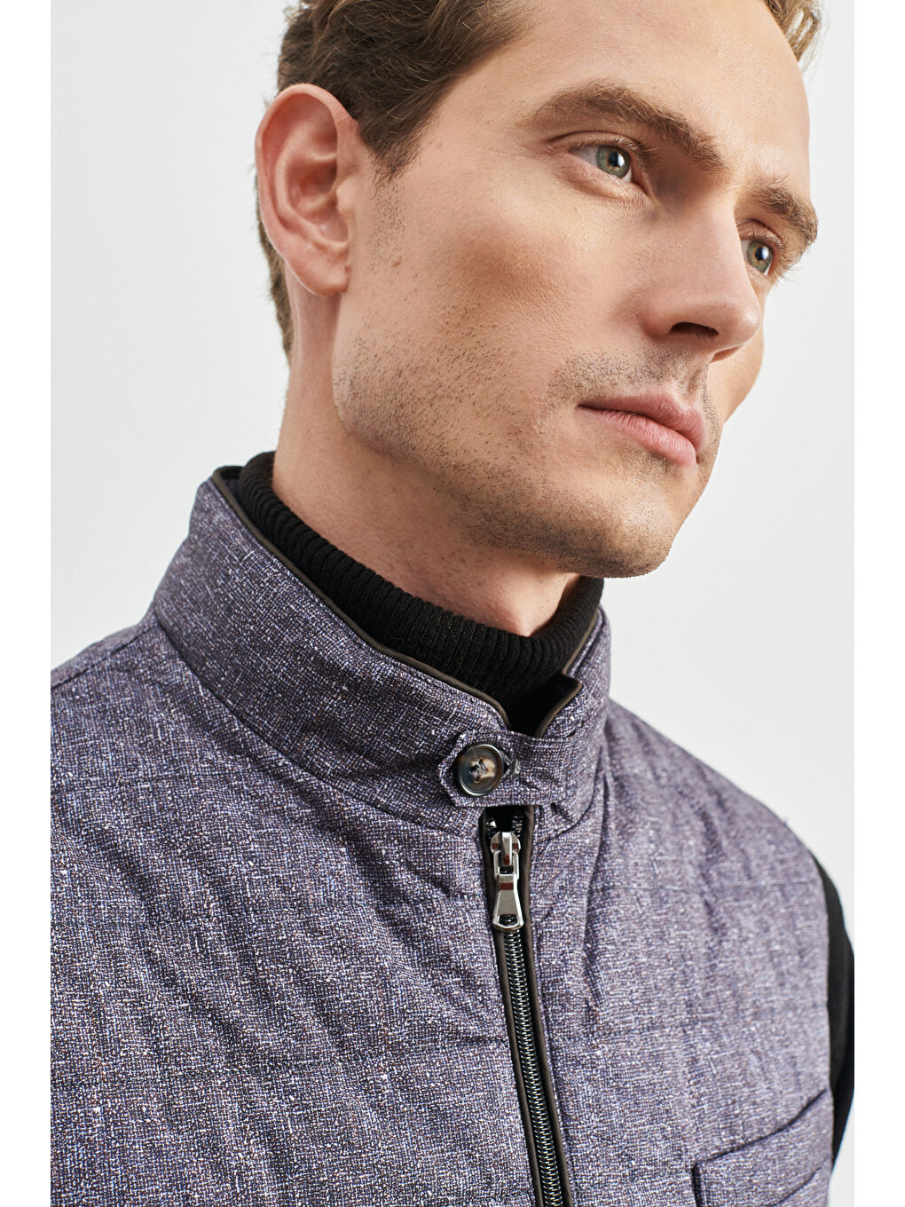 Erkek Lacivert Standart Fit Normal Kesim Dik Yaka Yelek-2