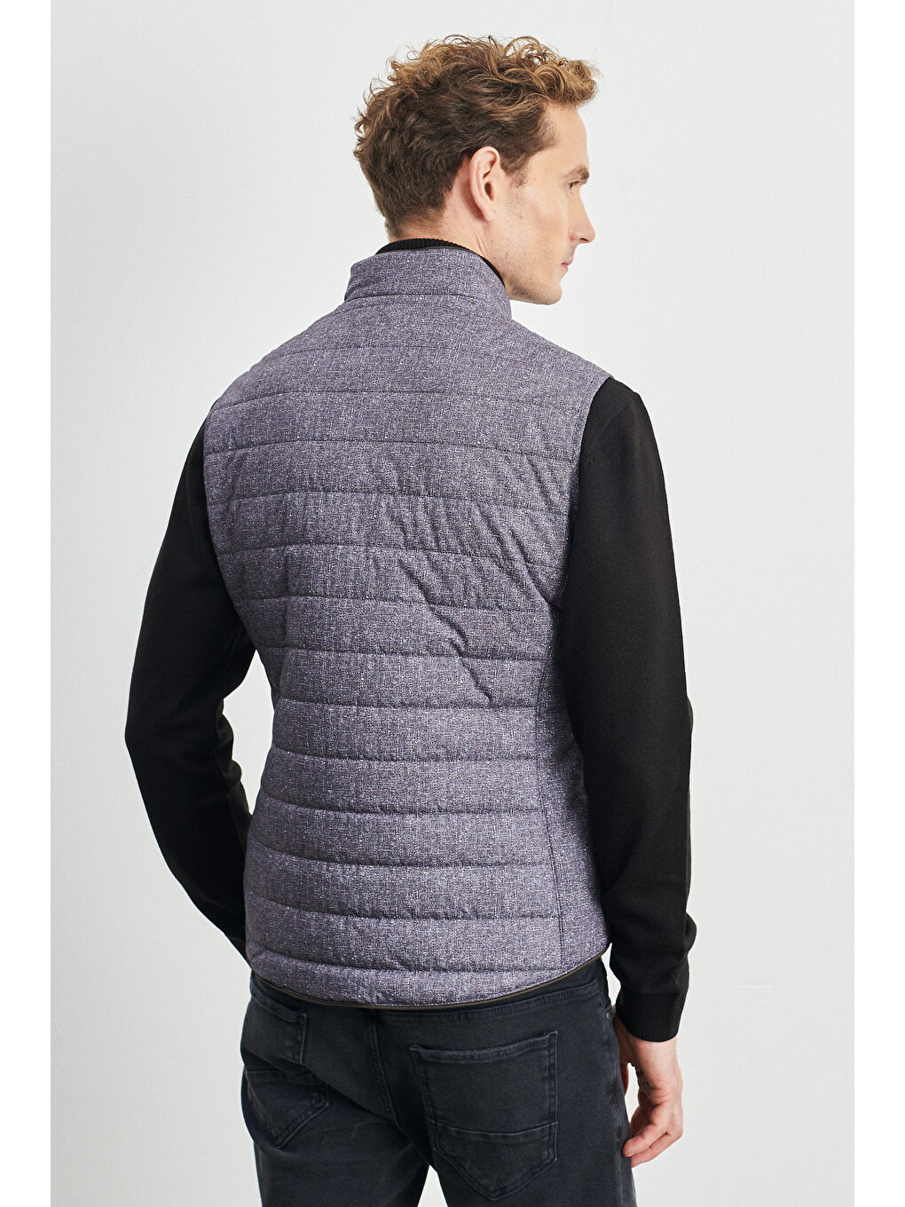 Erkek Lacivert Standart Fit Normal Kesim Dik Yaka Yelek-3