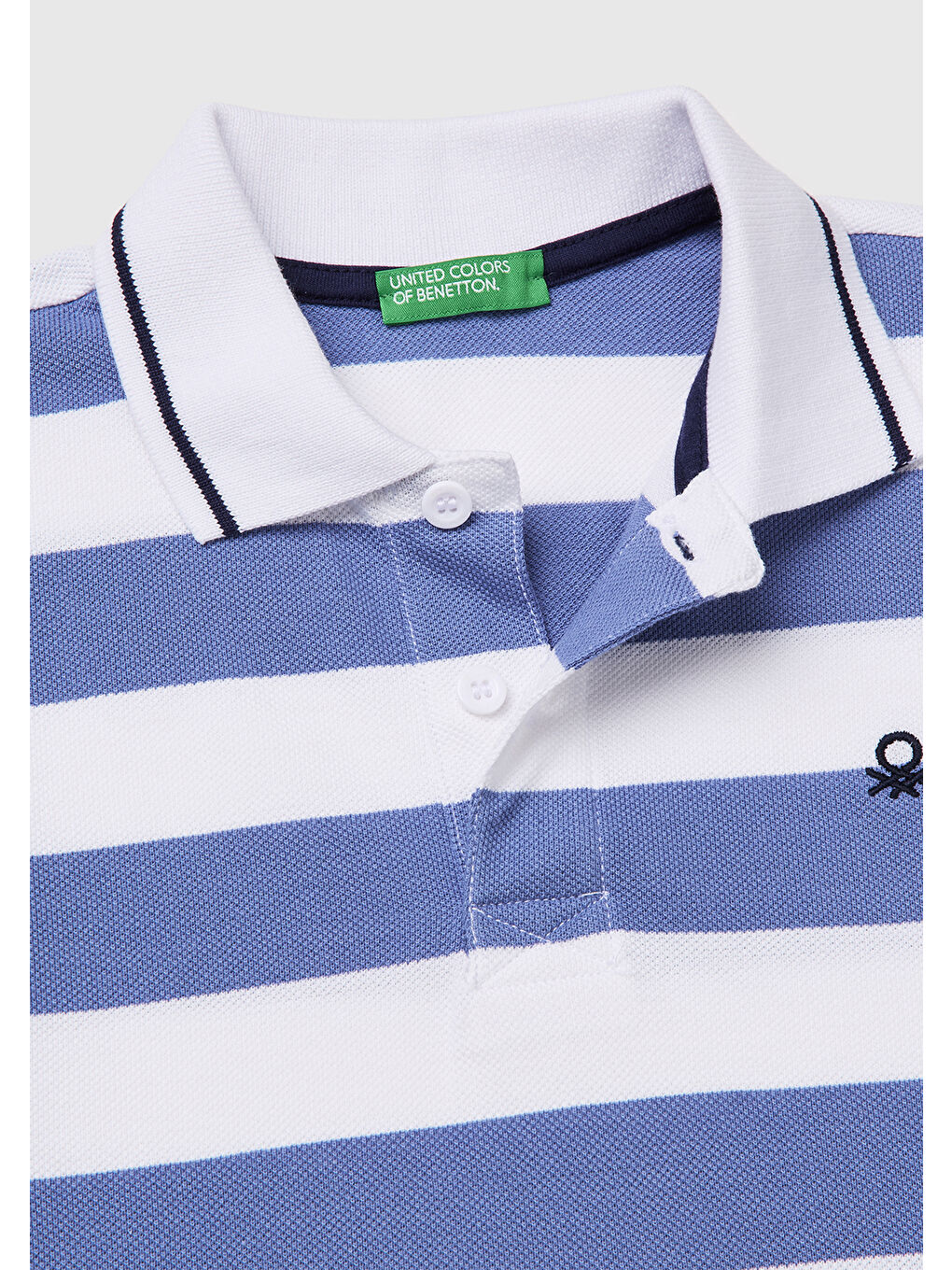 Erkek Çocuk Mavi Mix Çizgili Logo Nakışlı Polo Yaka Çocuk T-Shirt-2