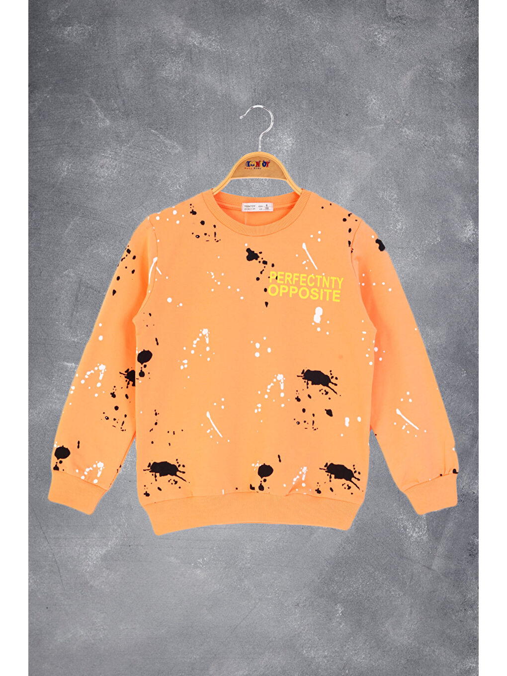 Turuncu Erkek Çocuk Baskılı Sweatshirt