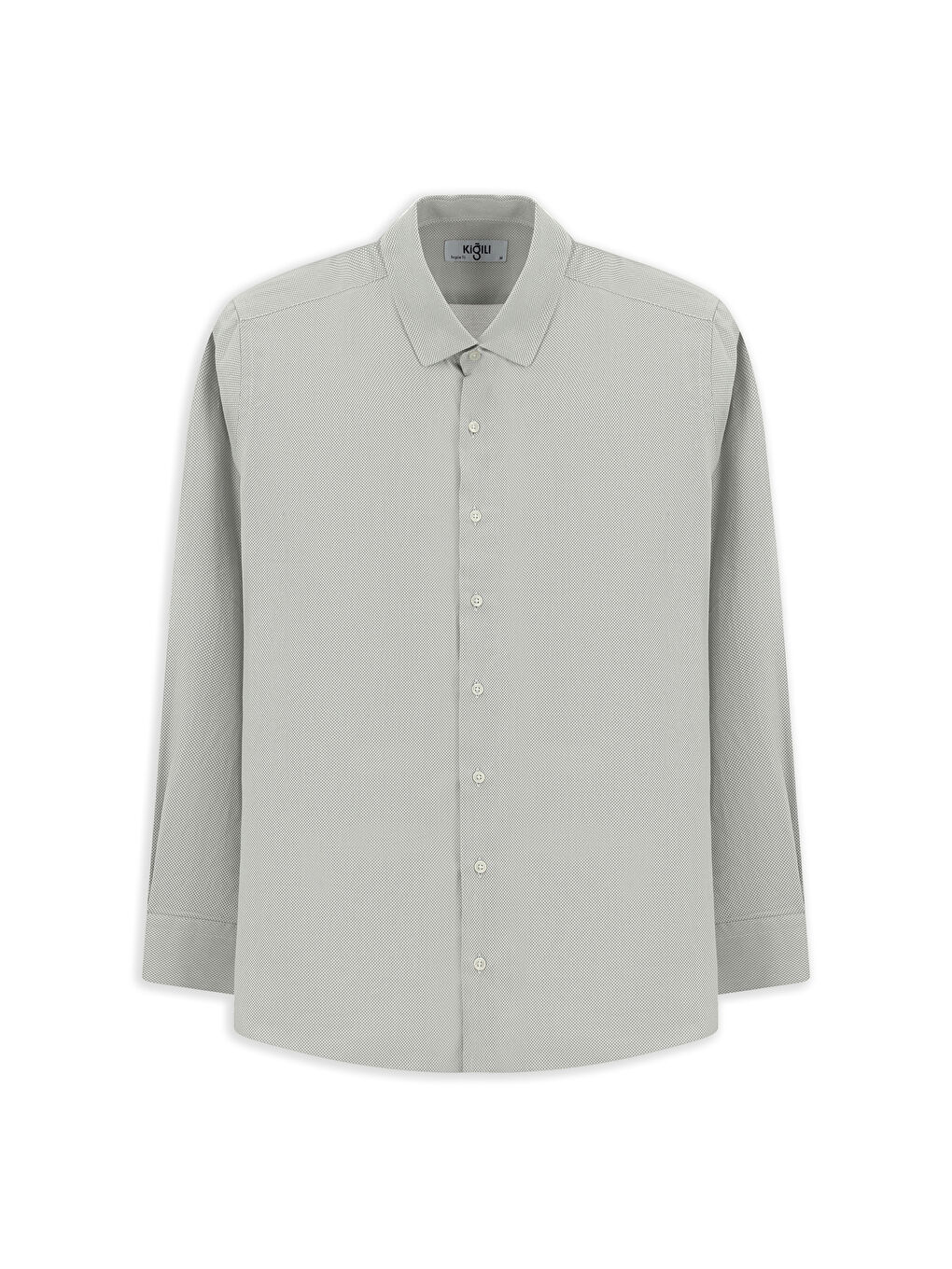 Gri Uzun Kol Regular Fit Desenli Pamuk Oxford %100 Pamuk Gömlek-6
