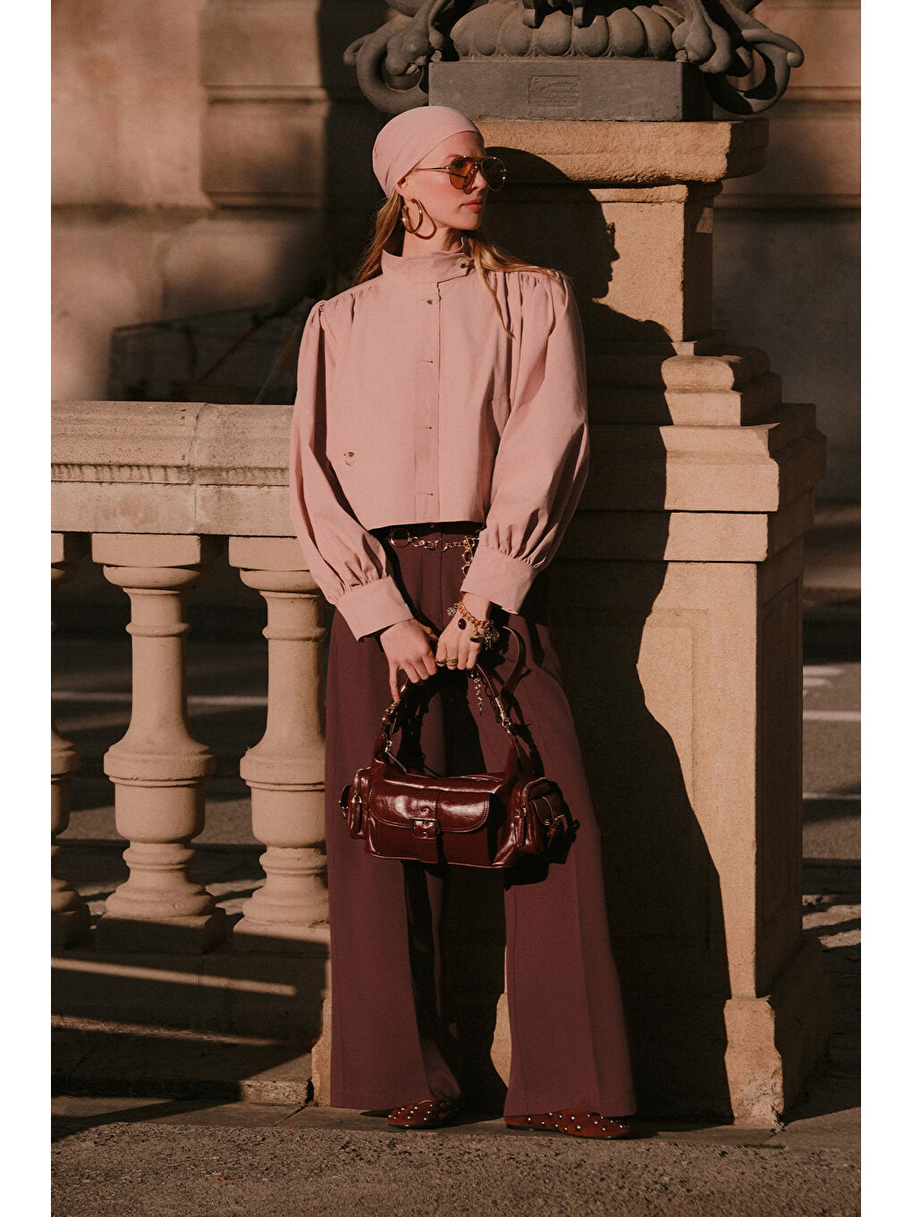 Pembe Kısa Balon Kol Ceket Pudra-2