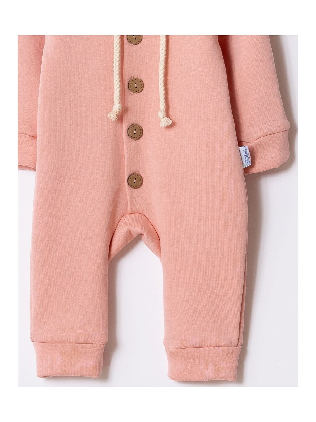 Turuncu Unisex Bebek Kapüşonlu Düğmeli Mevsimlik Tulum-4