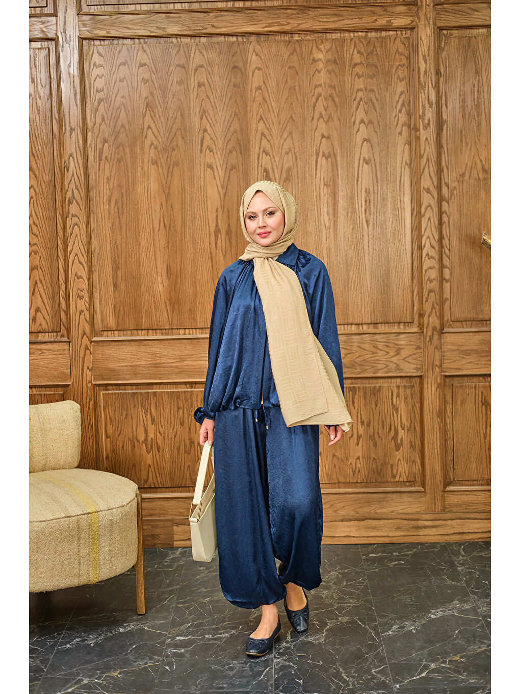 Kadın Gizli Fermuar Detay Takım Lacivert-2