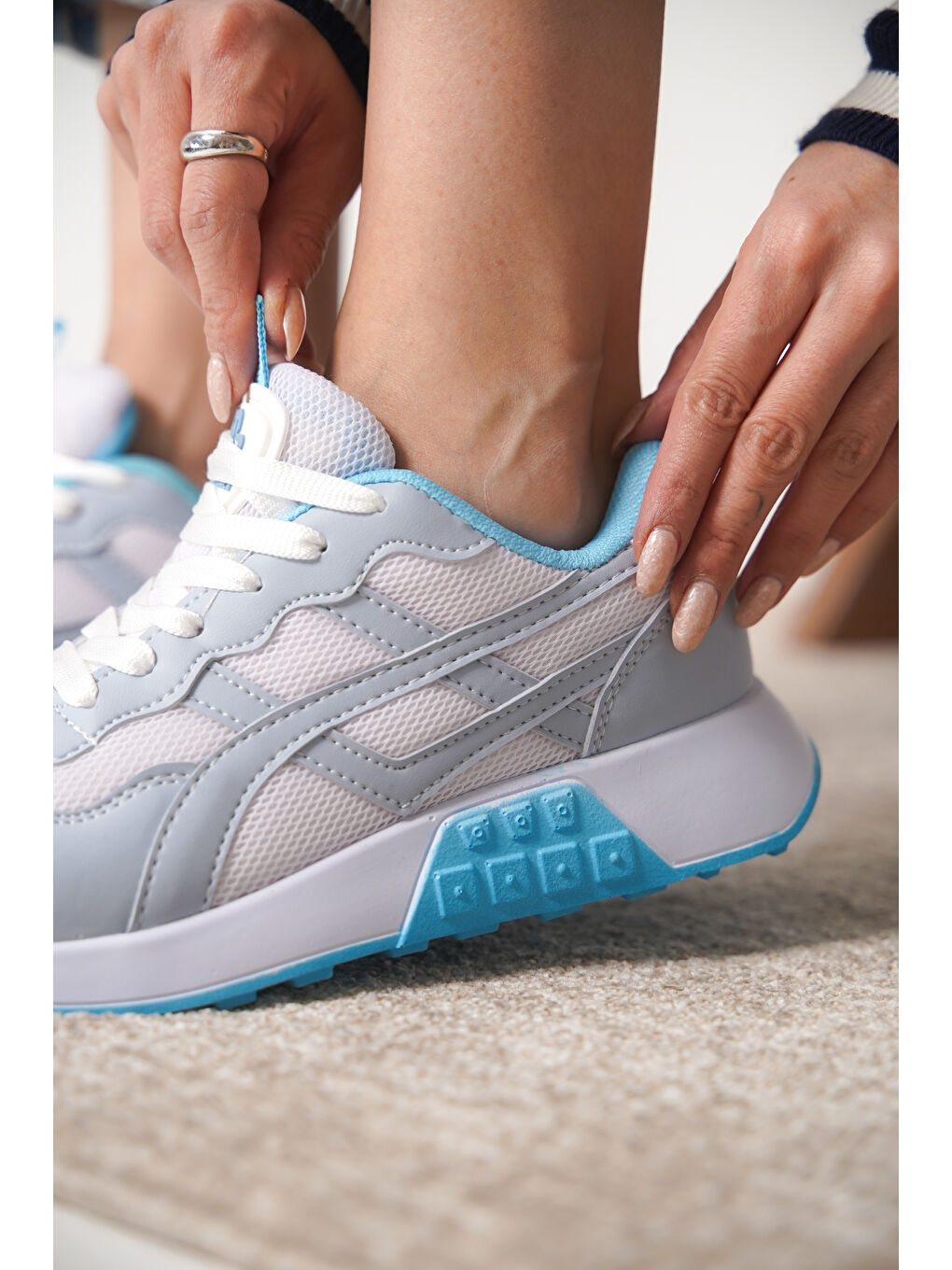 Gri D0120 Günlük Ortopedik Kadın Sneaker Spor Ayakkabı-1