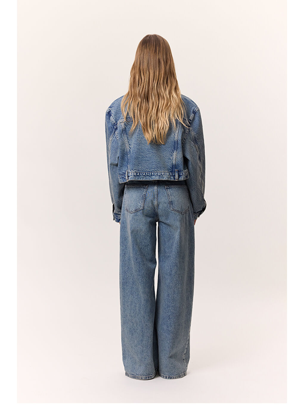 Cepli Kısa Denım Ceket Koyu Mavi-3