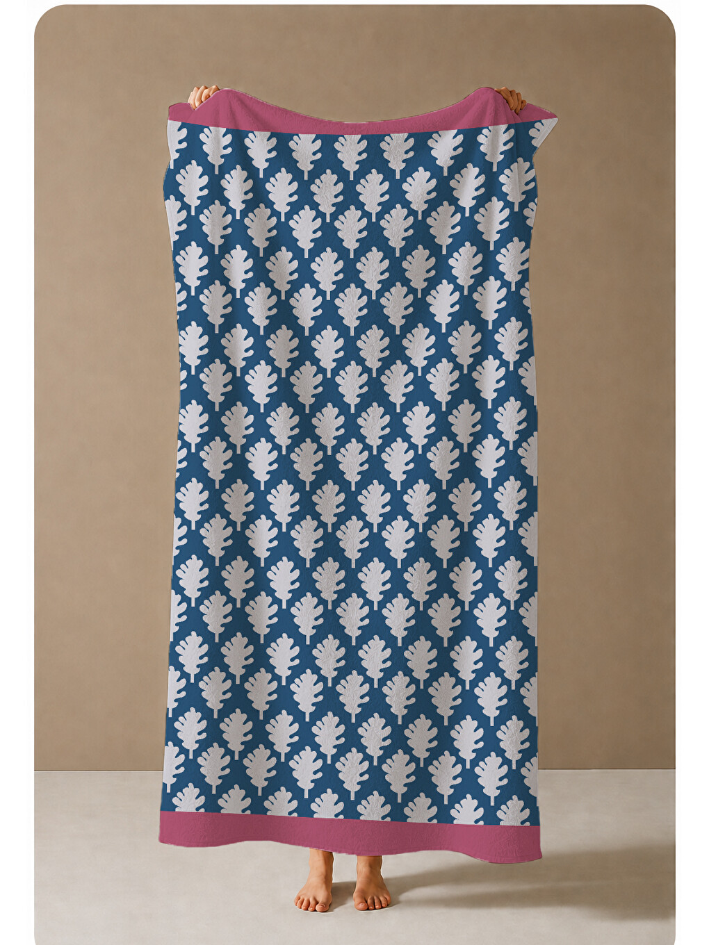 Lacivert Beyaz Baklava Geometrik Desenli 70x150 Cm Dijital Baskılı Plaj Ve Banyo Havlusu-3