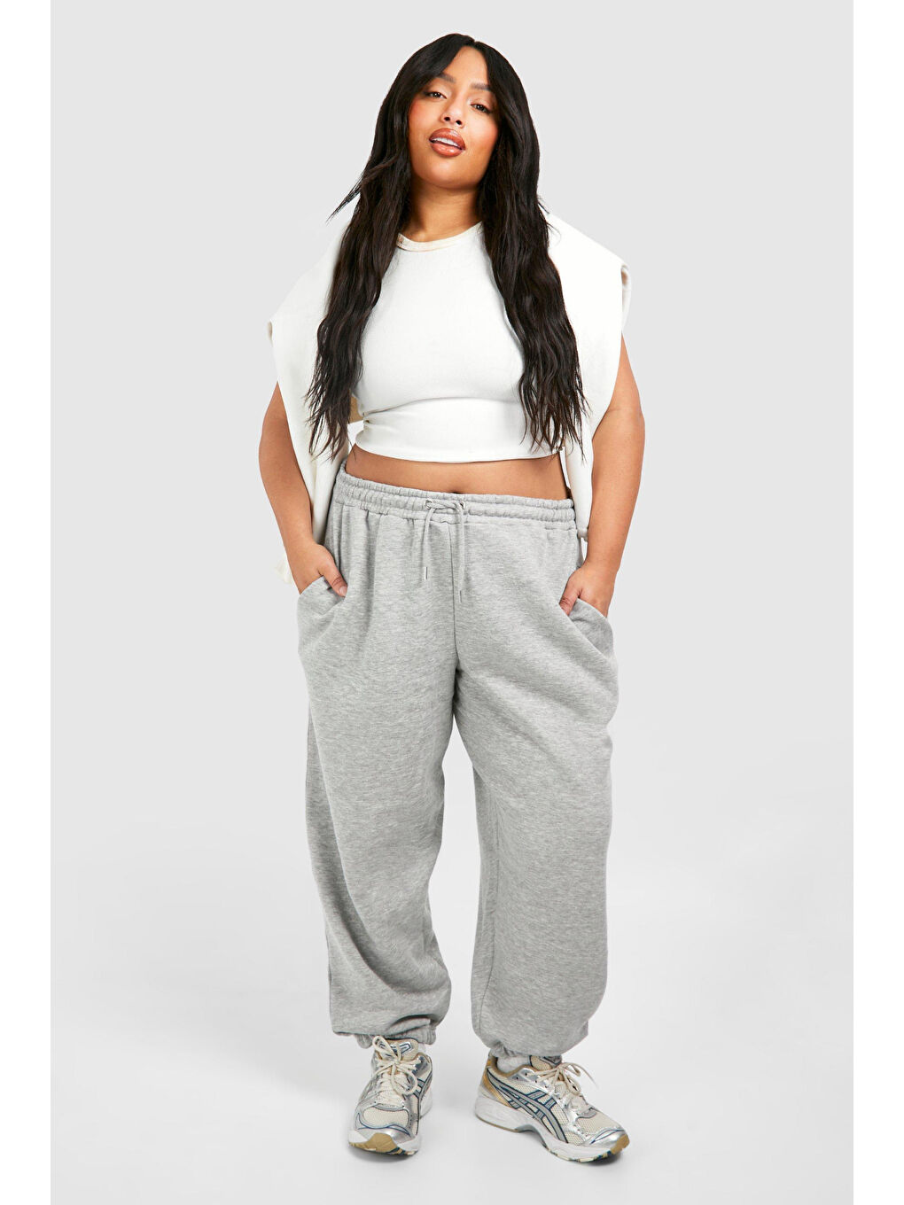 Siyah Ikili Eşofman Büyük Beden Lastik Paça İnce Eşofman Altı SPR25BEA51-2-1