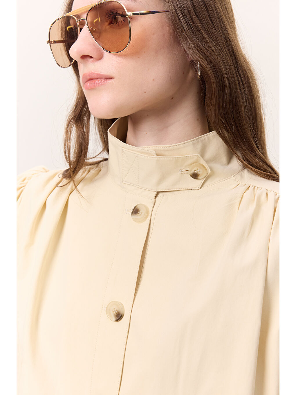 Sarı Kısa Balon Kol Ceket Tereyağı-6