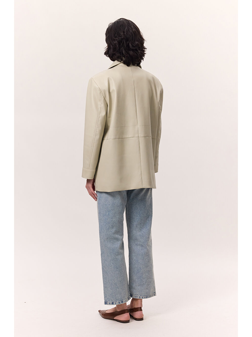 Yeşil Retro Deri Ceket Çağla-7