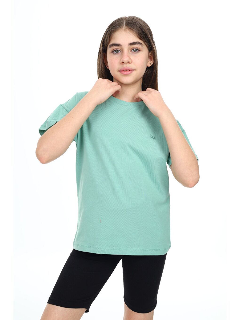 Yeşil Kız Çocuk Baskılı Tişört-1