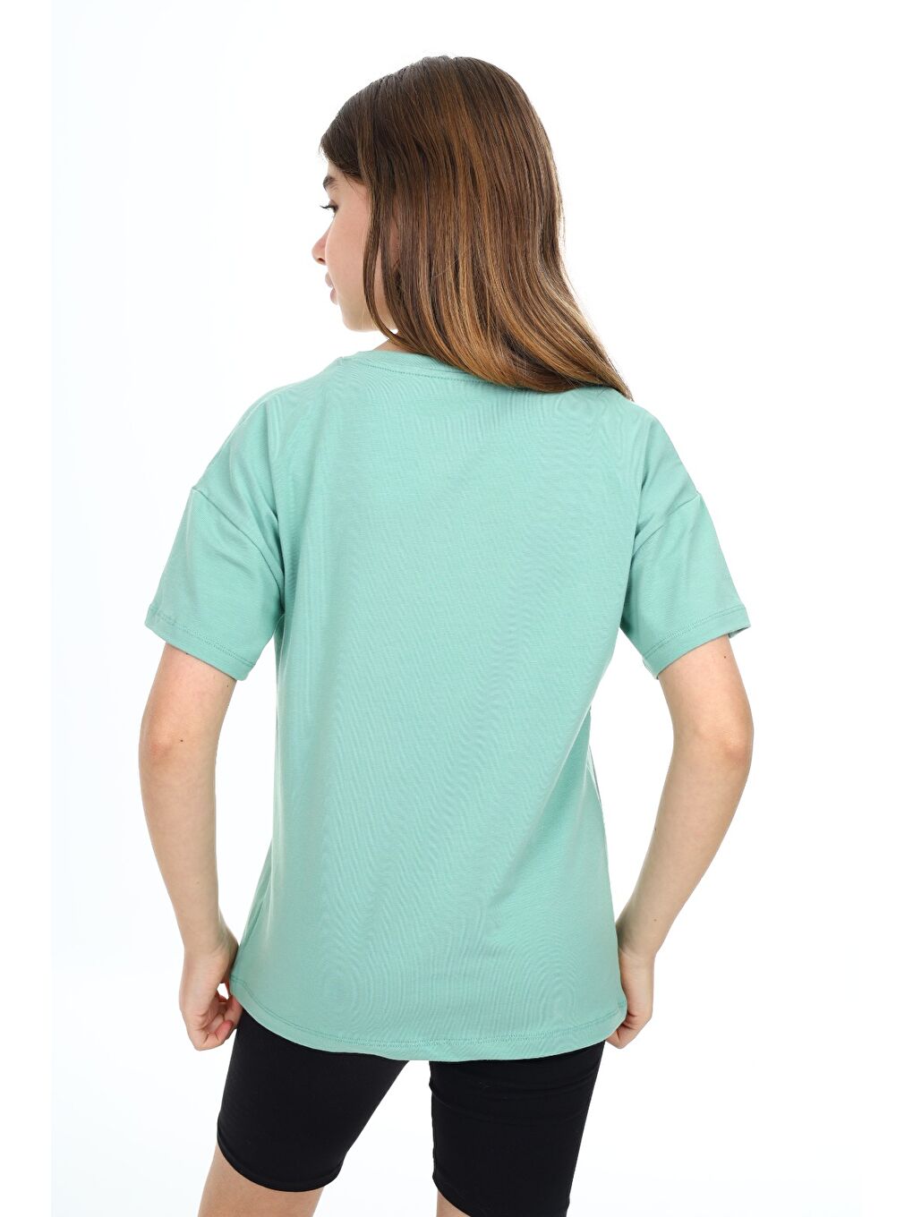 Yeşil Kız Çocuk Baskılı Tişört-3