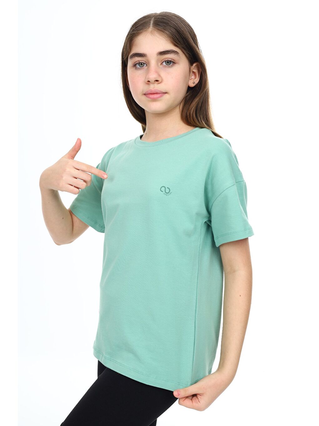 Yeşil Kız Çocuk Baskılı Tişört-4