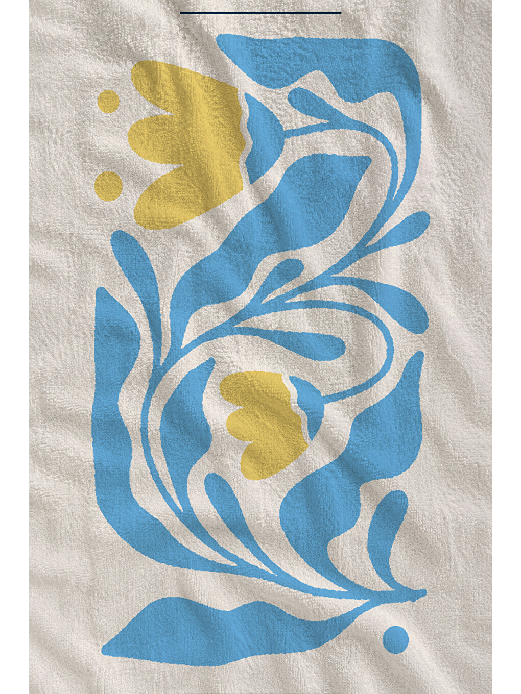 Mavi Sarı Modern Soyut Çiçek Desenli 70x150 Cm Dijital Baskılı Plaj Ve Banyo Havlusu-1