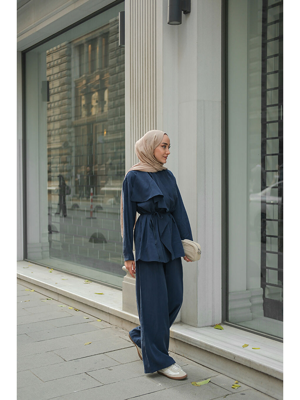 Kadın Ön Büzgülü İkili Takım Lacivert-1