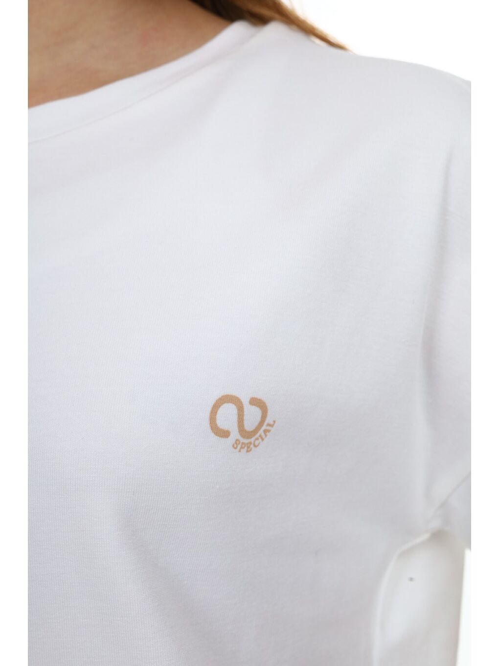 Ekru Kız Çocuk Baskılı Bisiklet Yaka Kısa Kollu Tişört-2