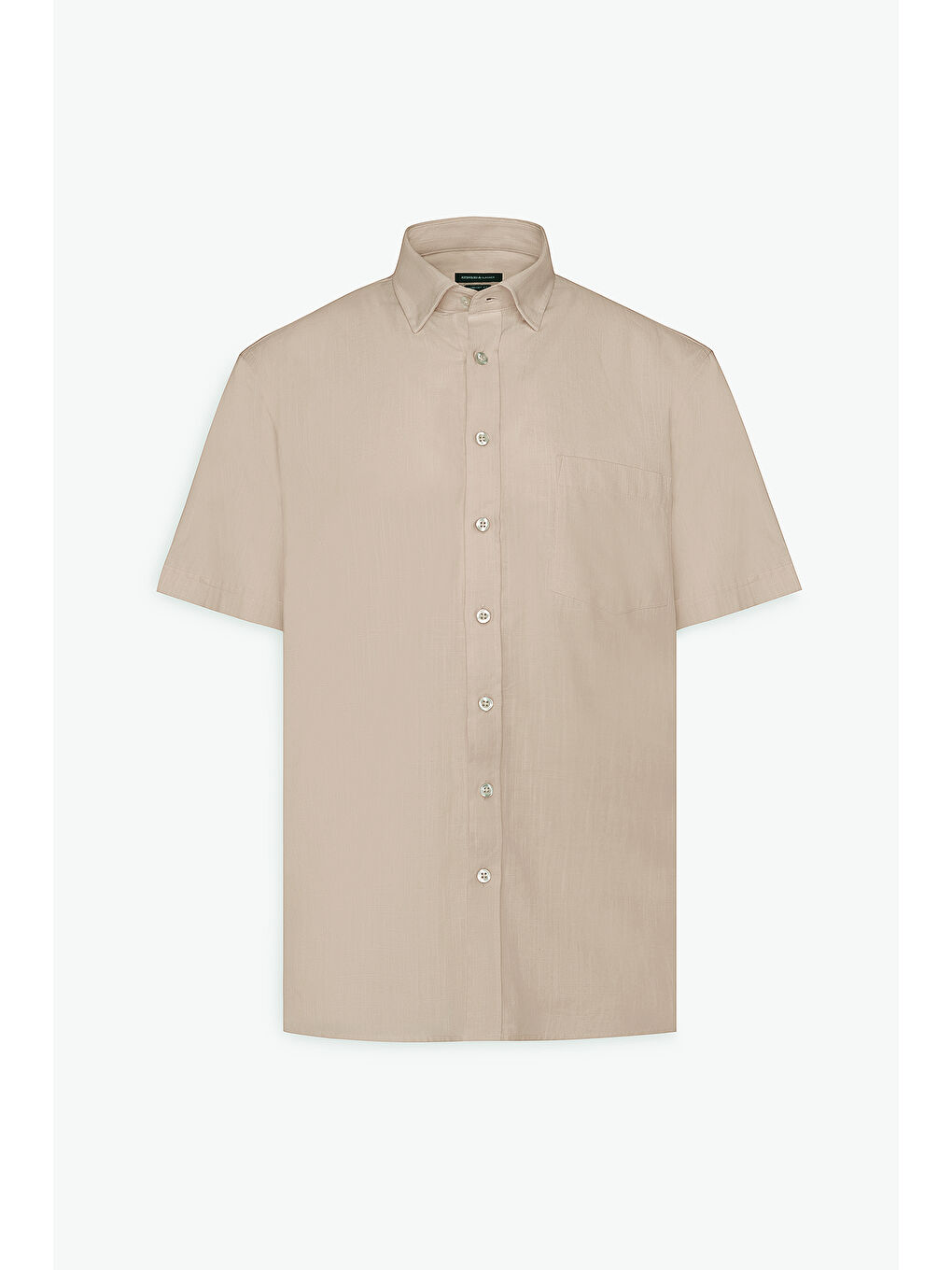 Erkek Koyu Bej Comfort Fit Gizli Düğmeli Yaka %100 Pamuk Gömlek-5