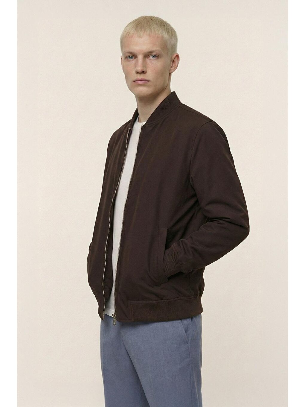 Kahverengi Giotelli Kahve Regular Fit Yünlü Bomber Yaka Kaşe Erkek Mont-2