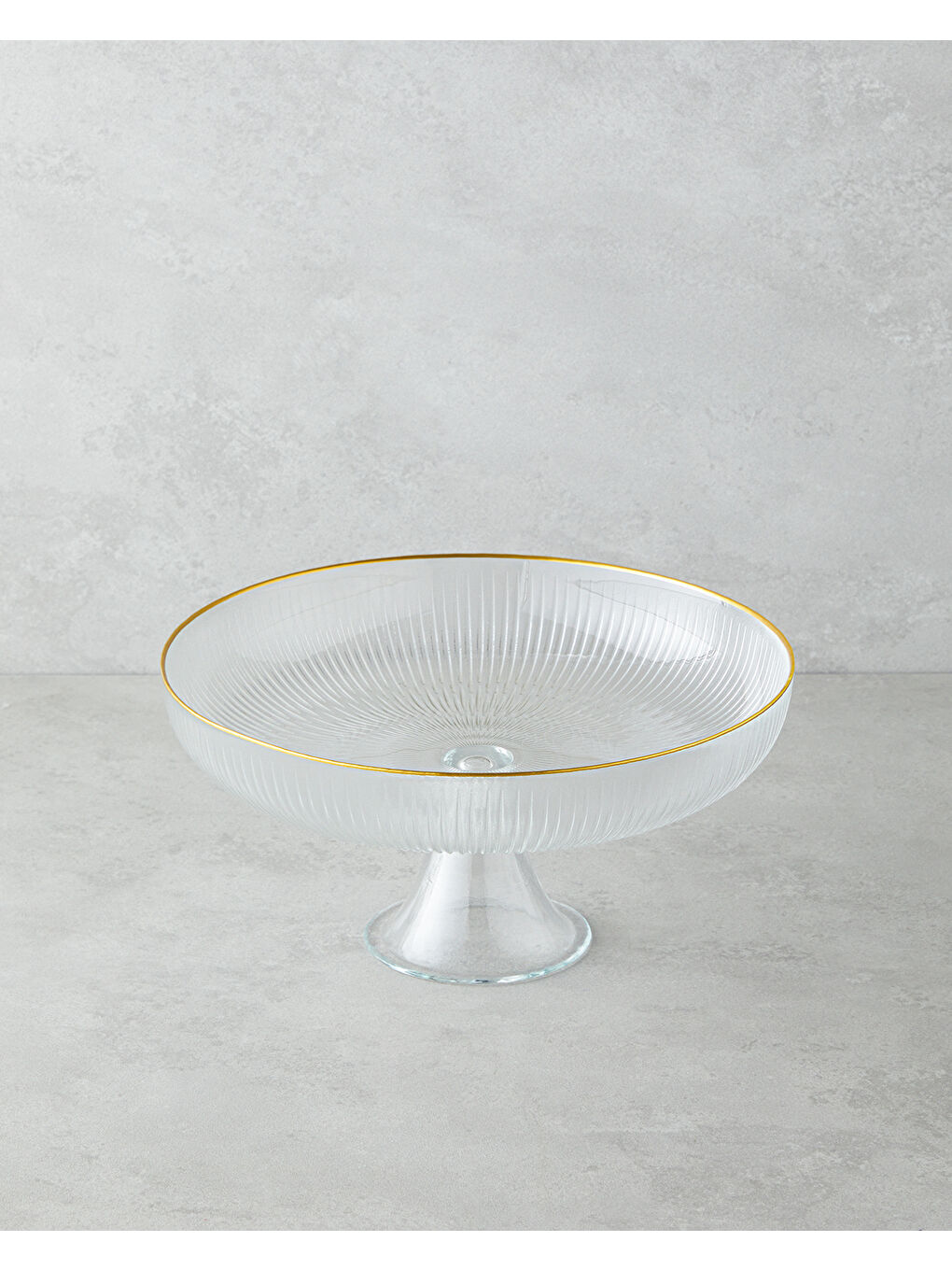 Renksiz Stella Cam Sunumluk 28 cm Şeffaf-Gold-1