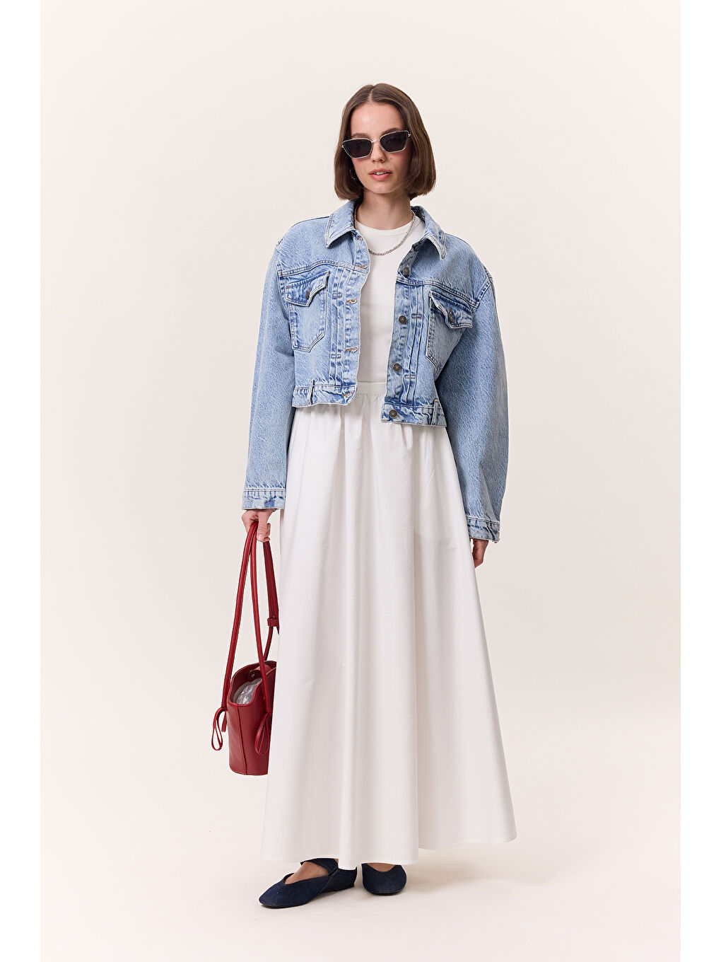 Cepli Kısa Denım Ceket Açık Mavi-2