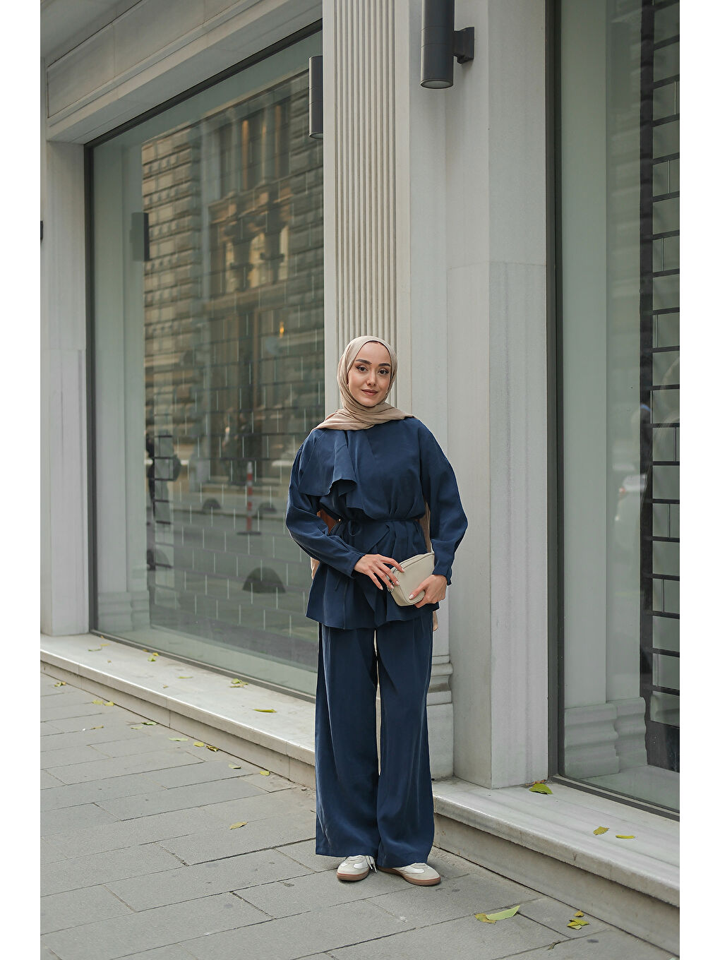 Kadın Ön Büzgülü İkili Takım Lacivert-2