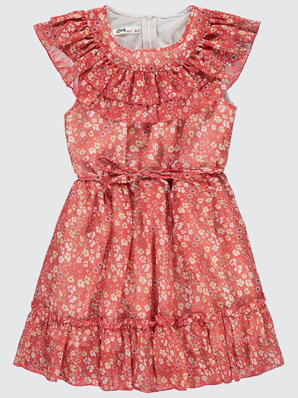 Girls Kız Çocuk Elbise 6-9 Yaş Mercan