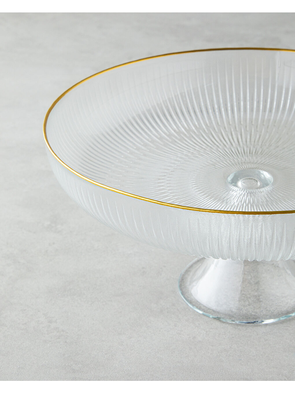 Renksiz Stella Cam Sunumluk 28 cm Şeffaf-Gold-2