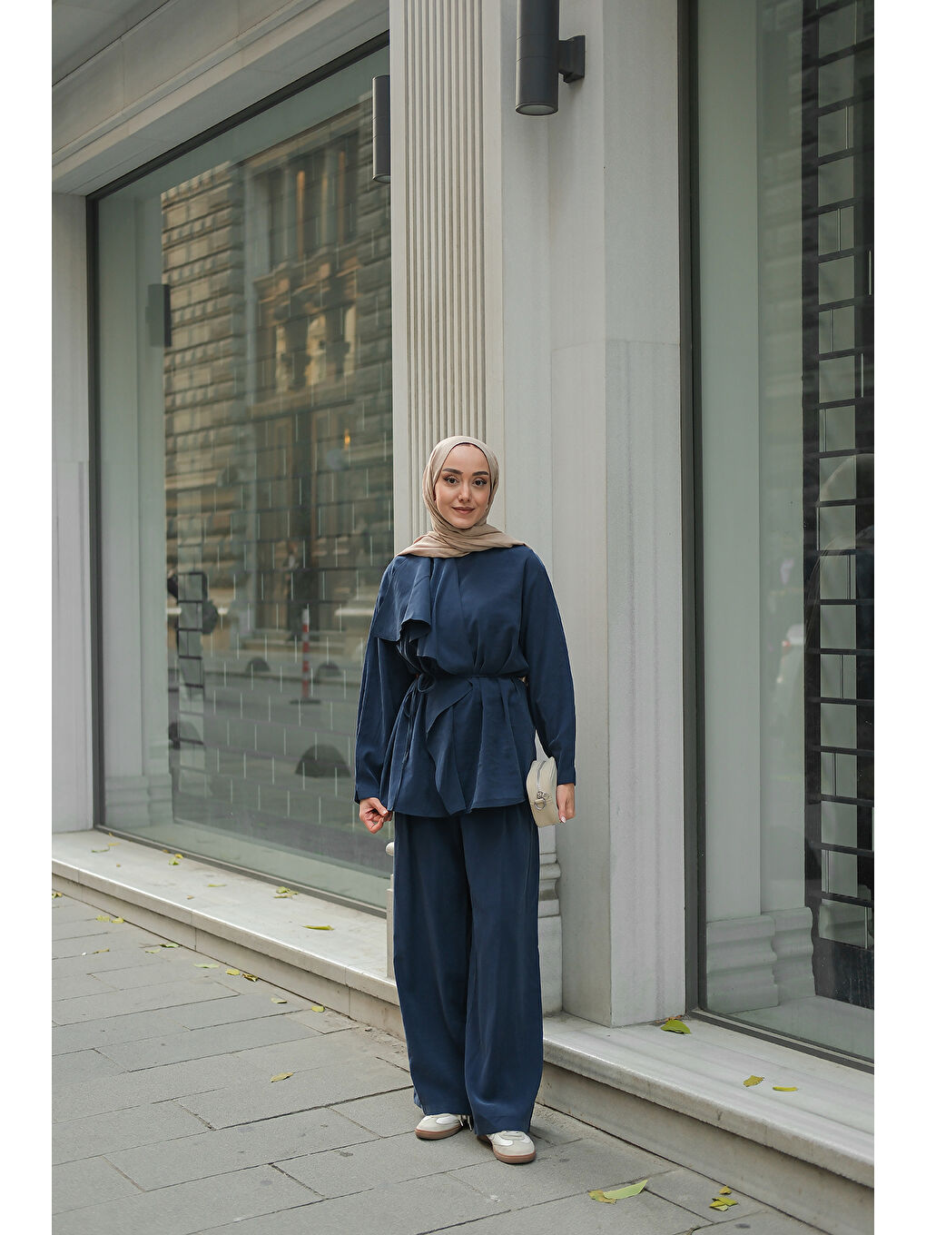 Kadın Ön Büzgülü İkili Takım Lacivert-3