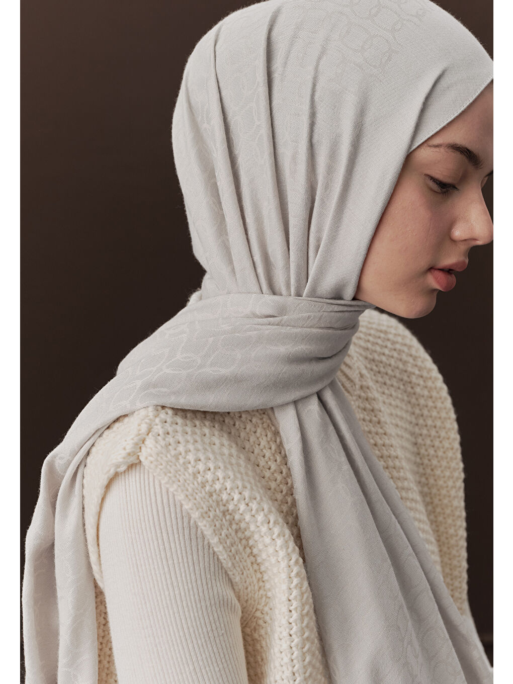 Gri Premıum Yünlü Düz Şal Gümüş-3