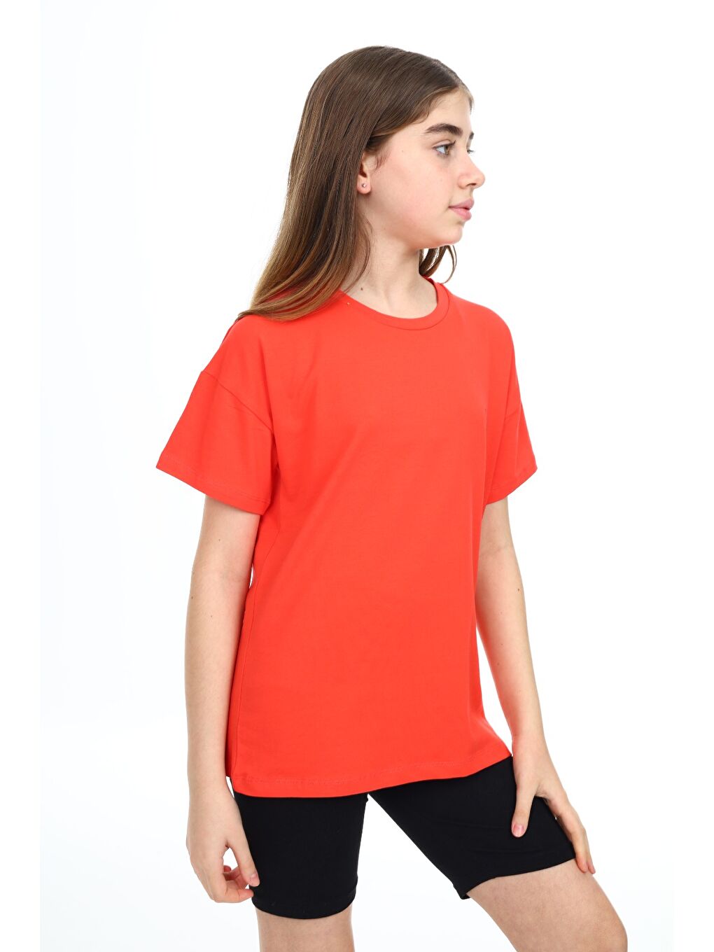 Kırmızı Kız Çocuk Baskılı Tişört-1