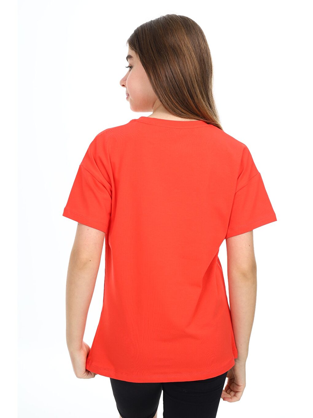 Kırmızı Kız Çocuk Baskılı Tişört-4