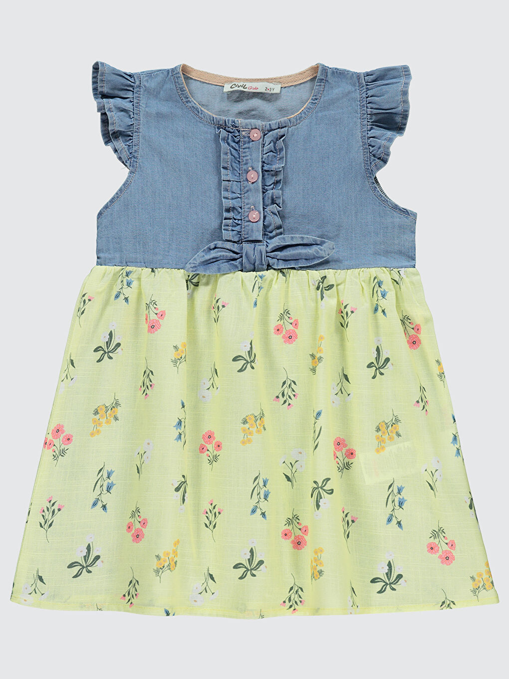 Girls Kız Çocuk Elbise 2-5 Yaş Mavi-Sarı