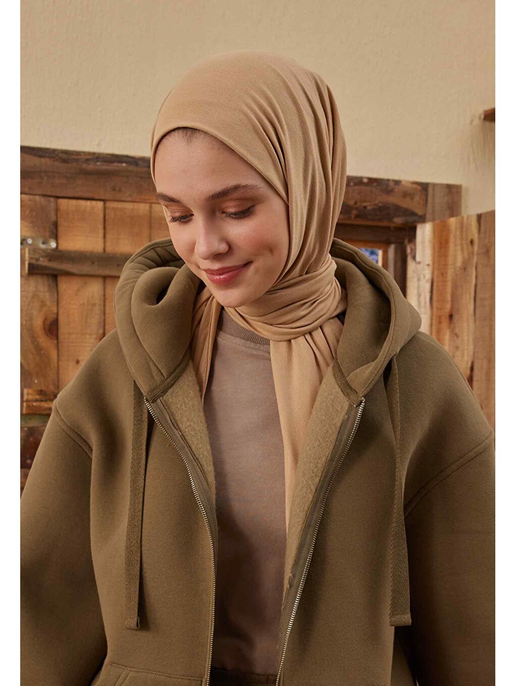 Penye Şal Koyu Bej-2