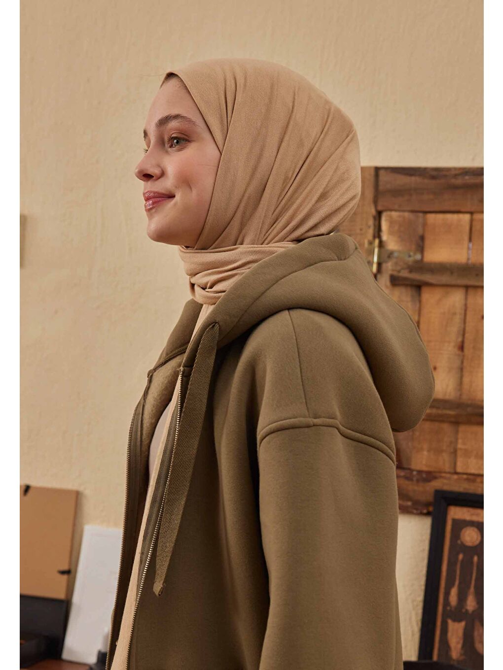Penye Şal Koyu Bej-3