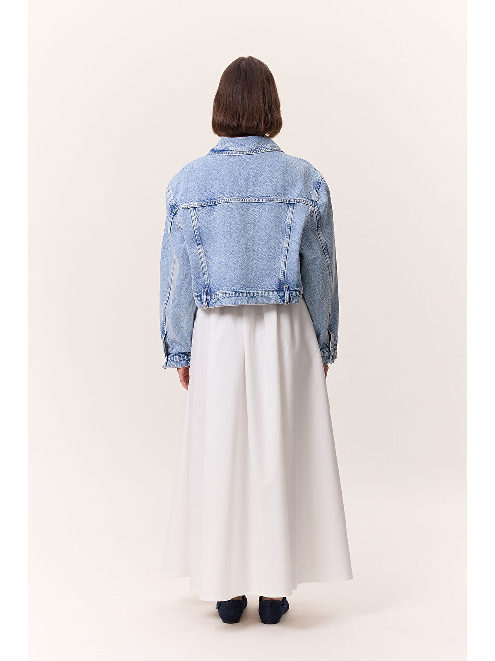 Cepli Kısa Denım Ceket Açık Mavi-4
