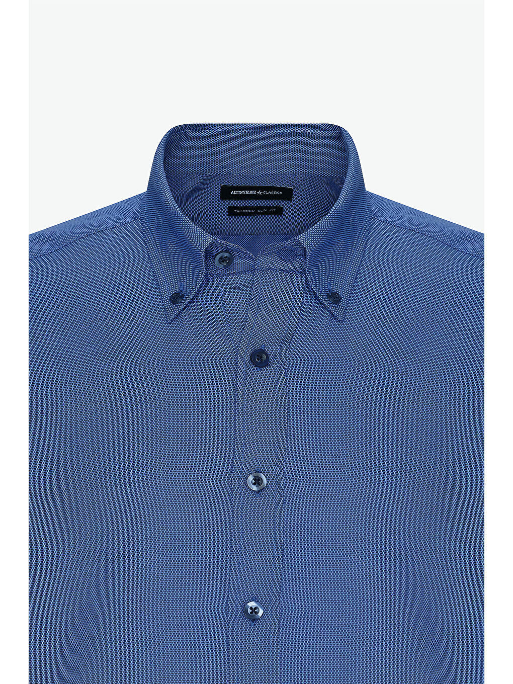 Erkek Mavi Slim Fit Dar Kesim %100 Pamuk Düğmeli Yaka Oxford Gömlek-8