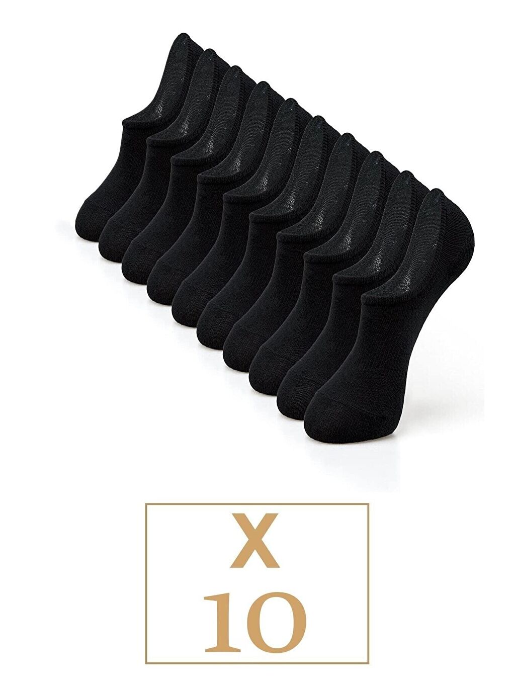 Siyah Unisex 10'lu Pamuklu Görünmez Çorap