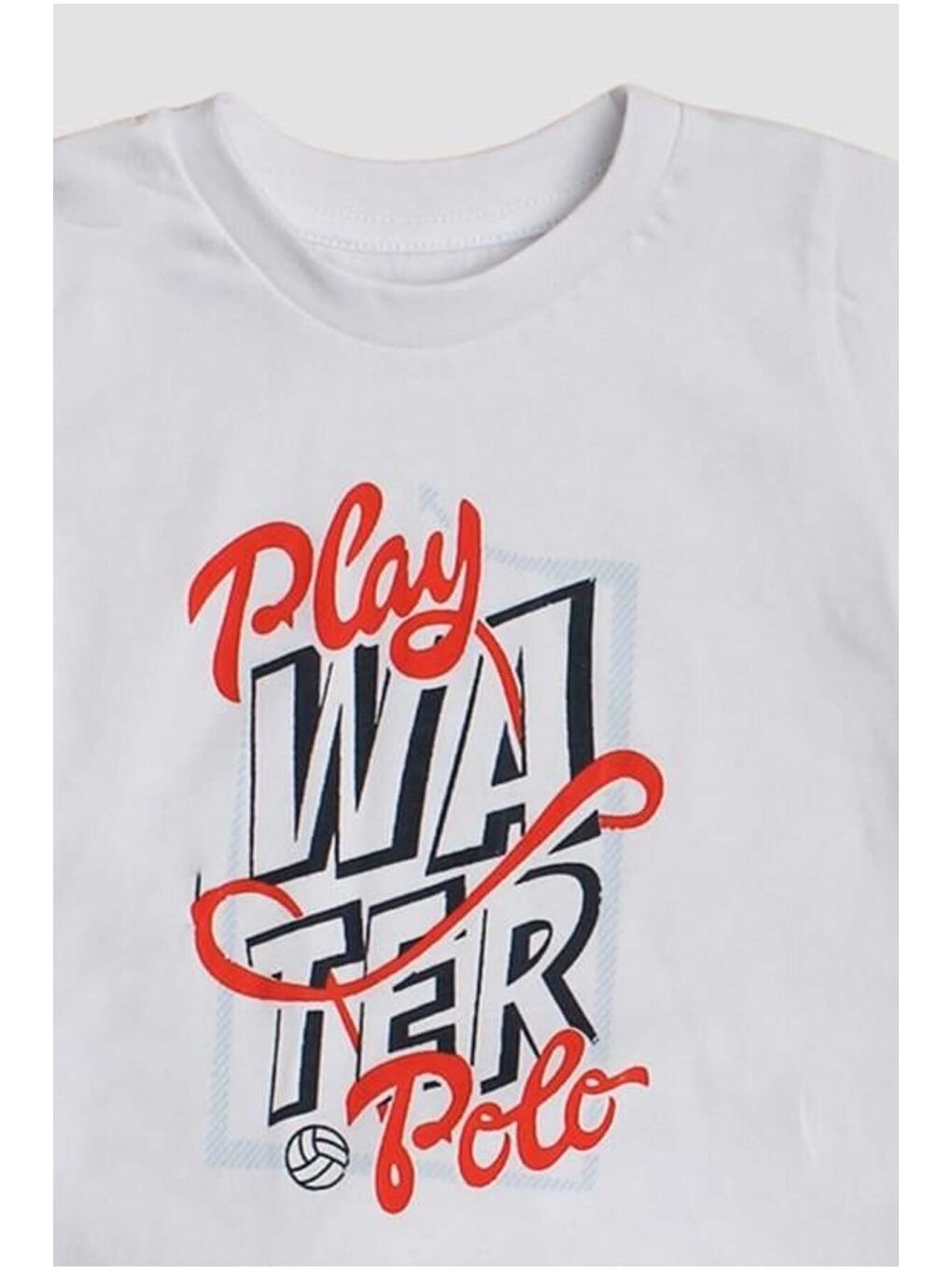 Beyaz Play Polo Yazı Baskılı 2'li Tişört Alt Üst Takım-2