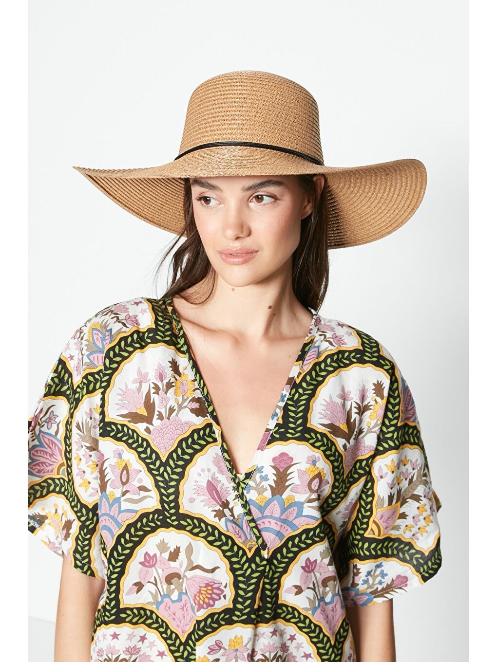 Pembe Hasır Plaj Şapkası Y23730-06 Şeftali