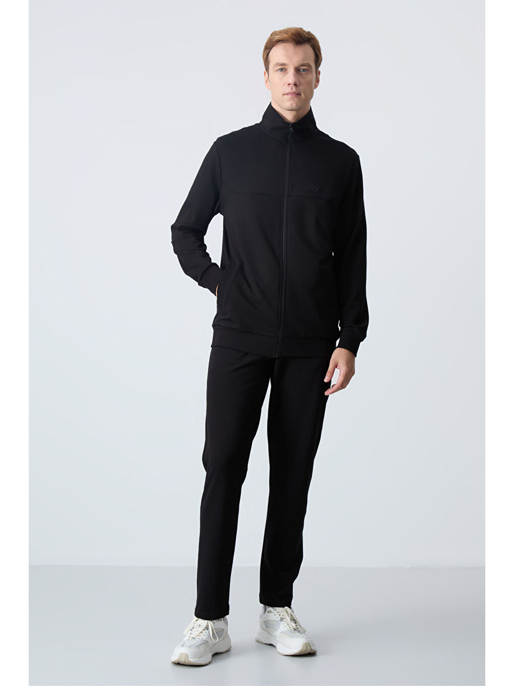 Siyah Pamuklu Kalın Yumuşak Dokulu Comfort Fit Basic Erkek Eşofman Takım - 85260-1