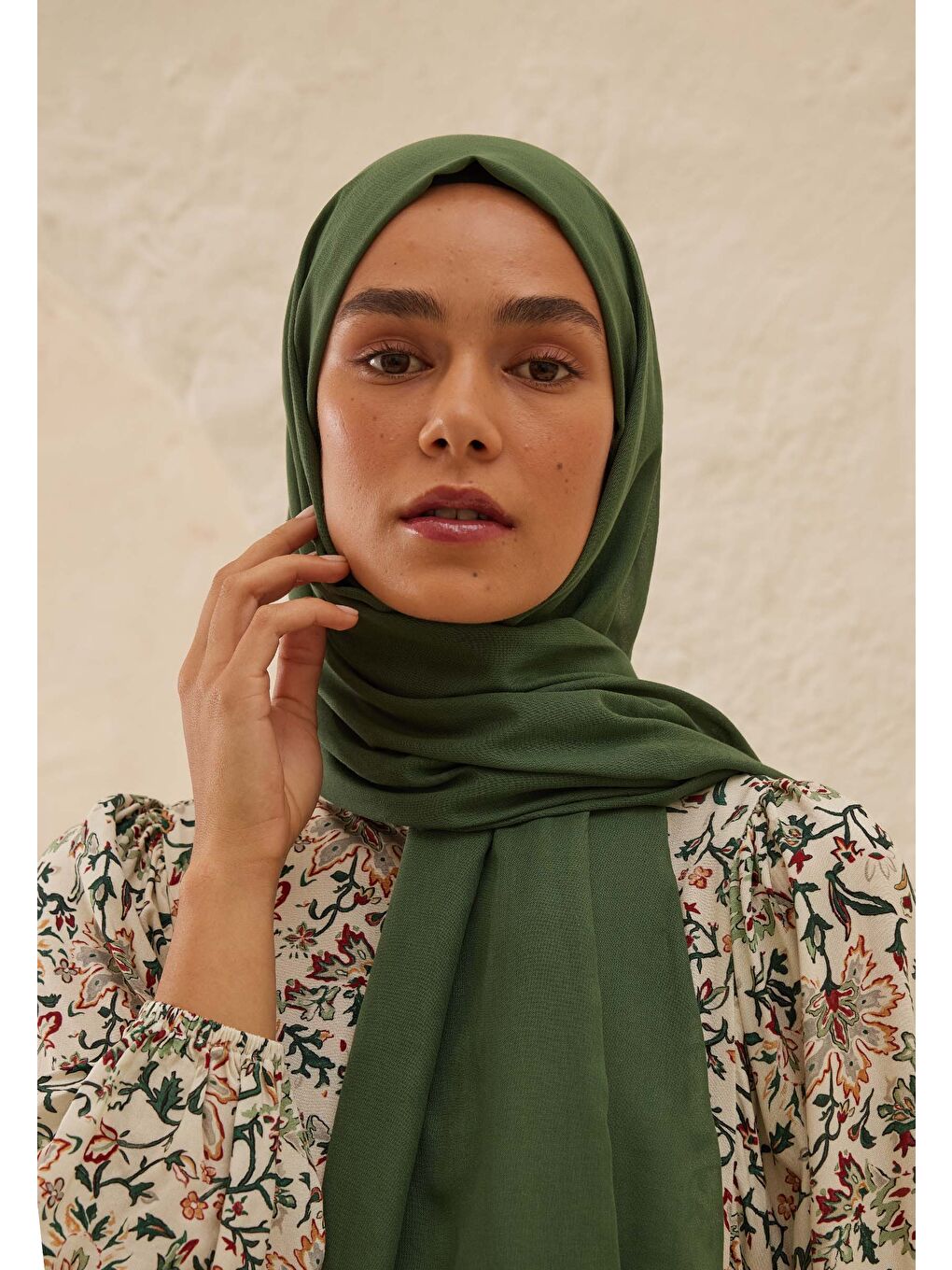 İnce Pamuk Vual Şal Koyu Yeşil-2