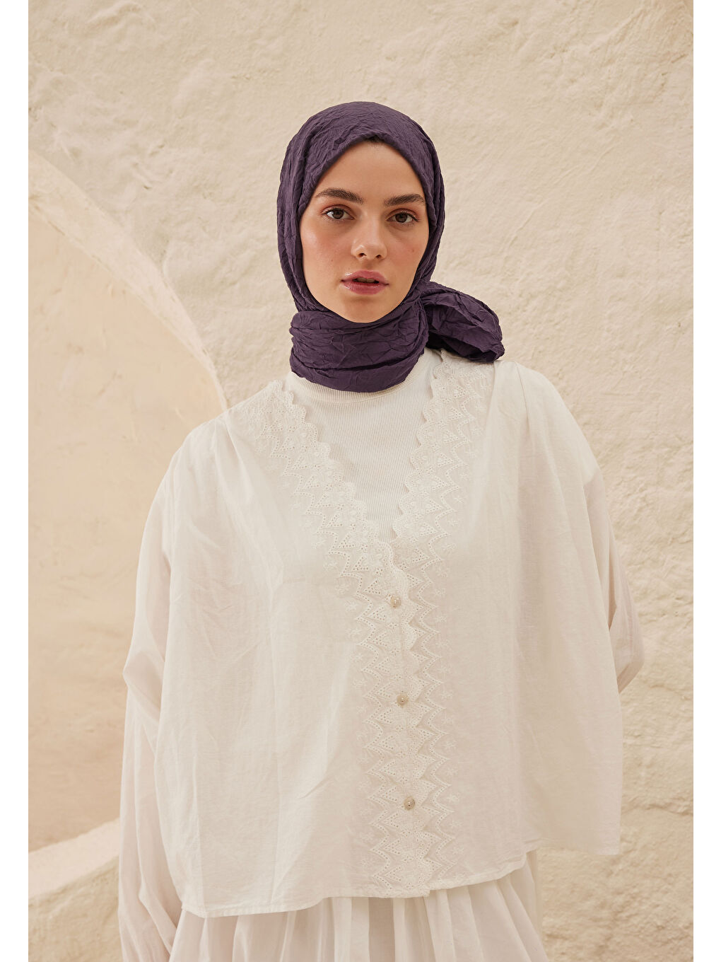 Mor Vual Crash Şal Yaban Mersini