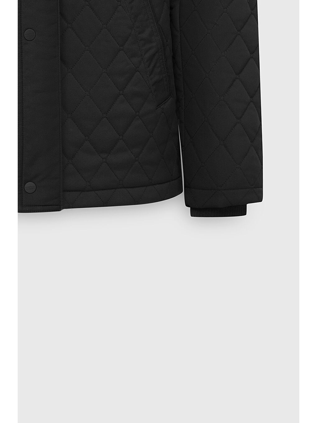 Erkek Siyah Standart Fit Normal Kesim Dik Yaka Kapitone Desenli Çıtçıtlı Yan Cepli Overcoat-10