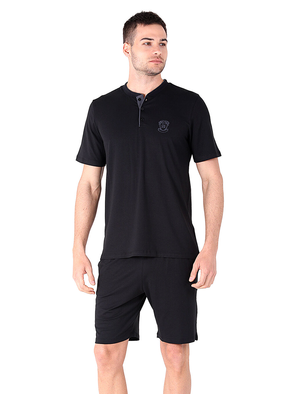 Siyah Ds Damat Regular Fit Pamuk Şort Takım SİYAH-1