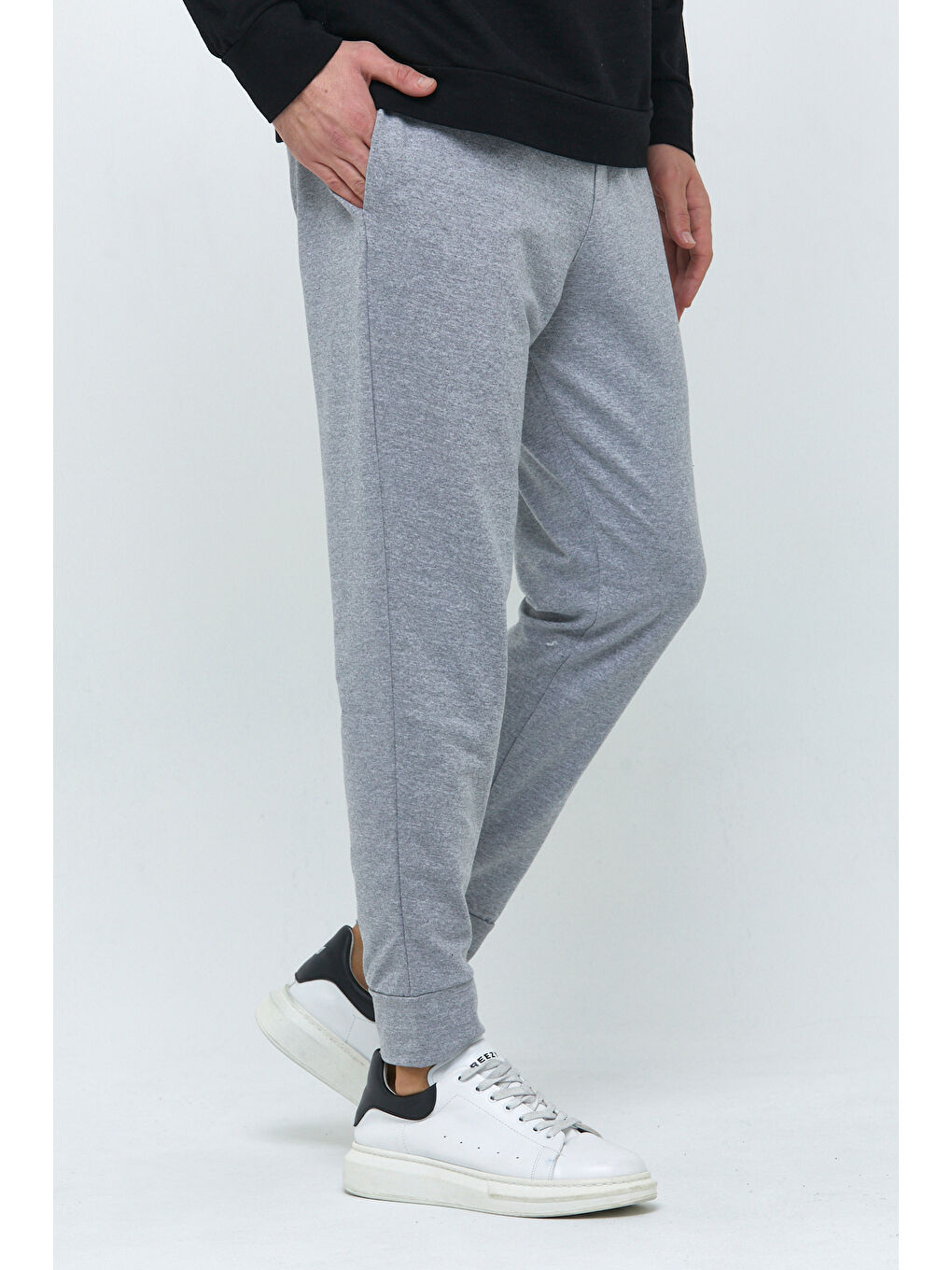 Gri Regular Fit İnce Erkek Büyük Beden Jogger Eşofman Altı SPR25EA81-1