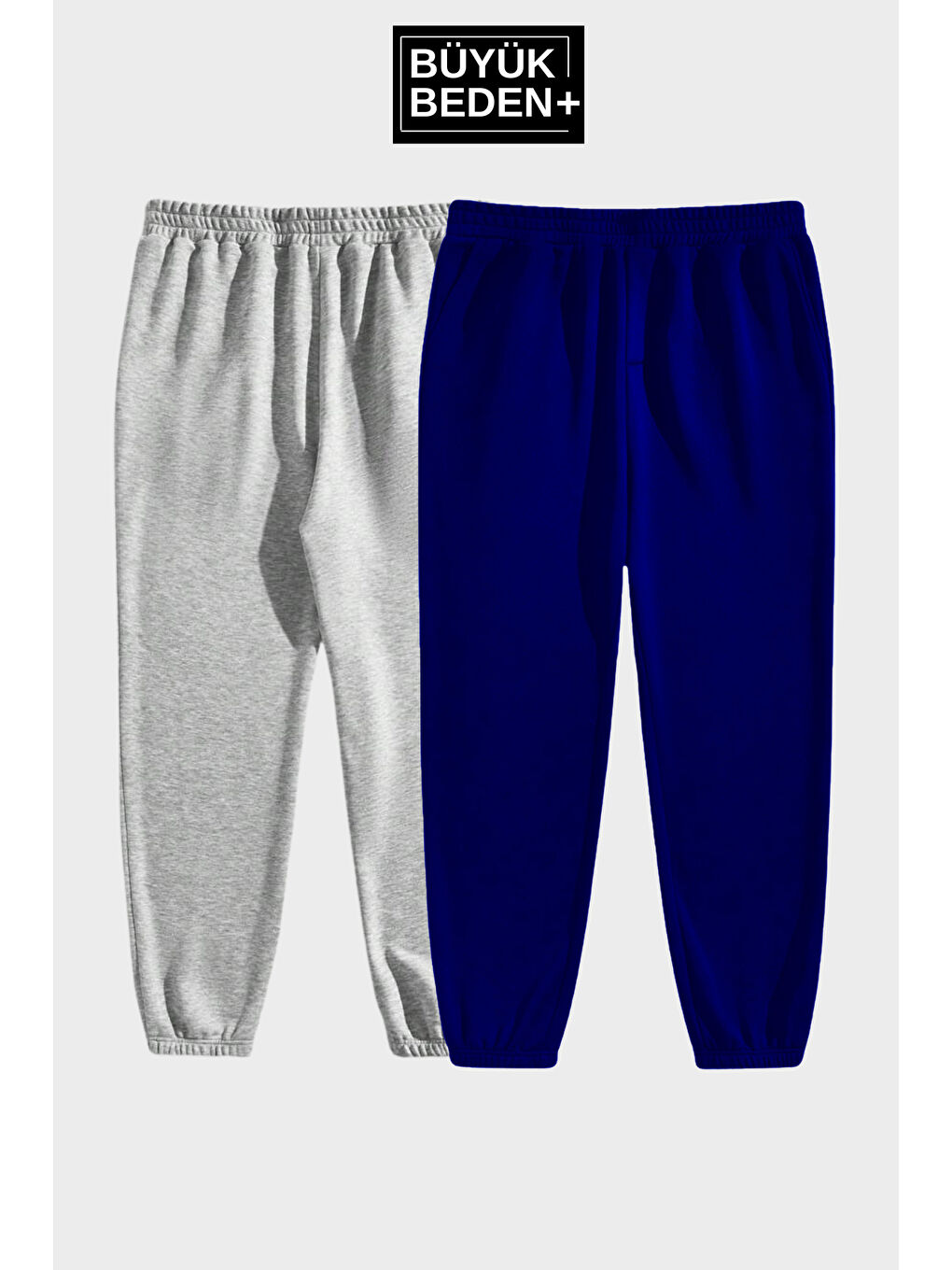 Lacivert Ikili Eşofman Büyük Beden Lastik Paça İnce Eşofman Altı SPR25BEA51-2