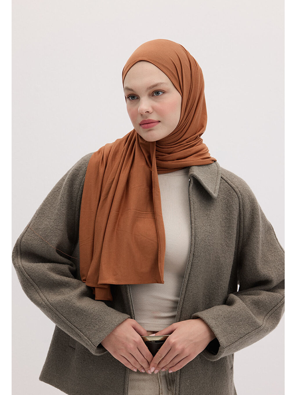 Kahverengi Bambu Penye Şal Kiremit