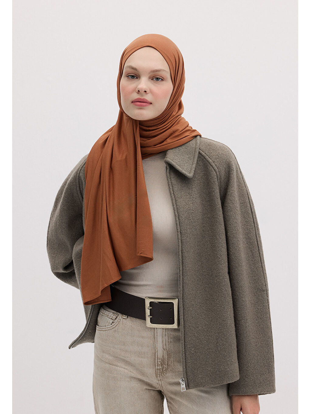 Kahverengi Bambu Penye Şal Kiremit-1