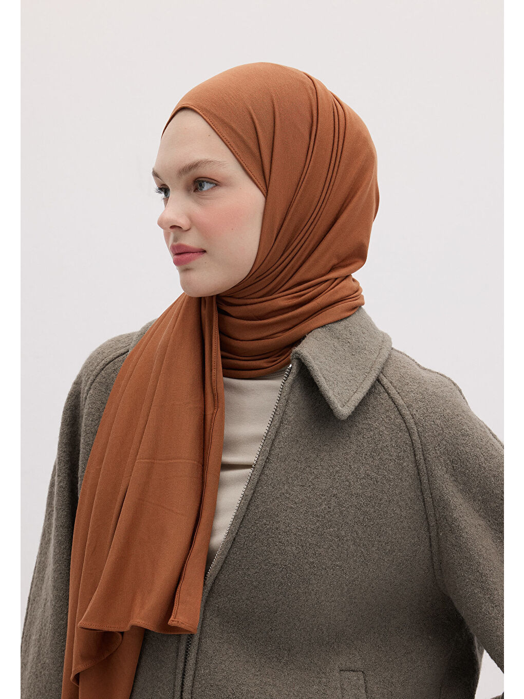 Kahverengi Bambu Penye Şal Kiremit-2