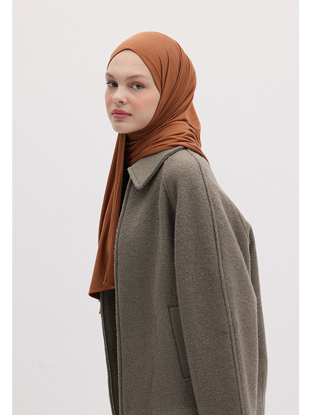 Kahverengi Bambu Penye Şal Kiremit-3